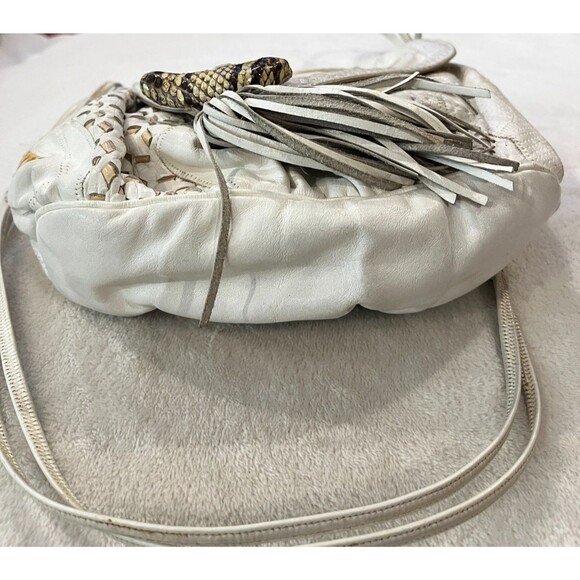 Vintage Sharif Patchwork Snake Python skin Leather Crossbody Handbag Purse - Picture 10 of 13